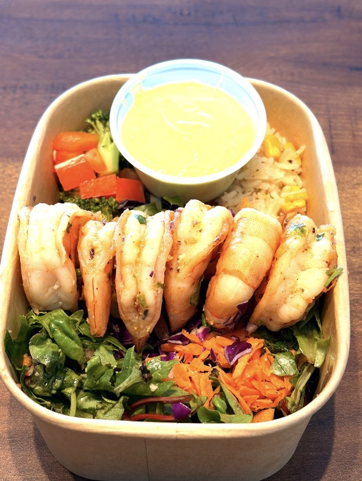 Bowl de camarones y verduras